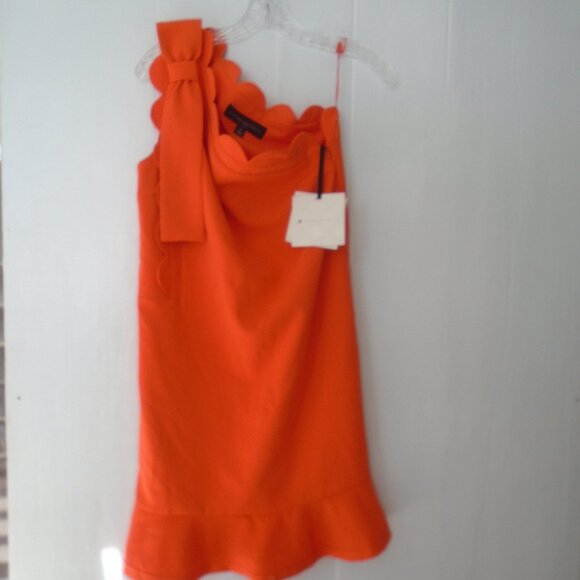 Victoria Beckham for Target Womens One Shoulder Scallop Bow Dress Size S Orange - Picture 1 of 6